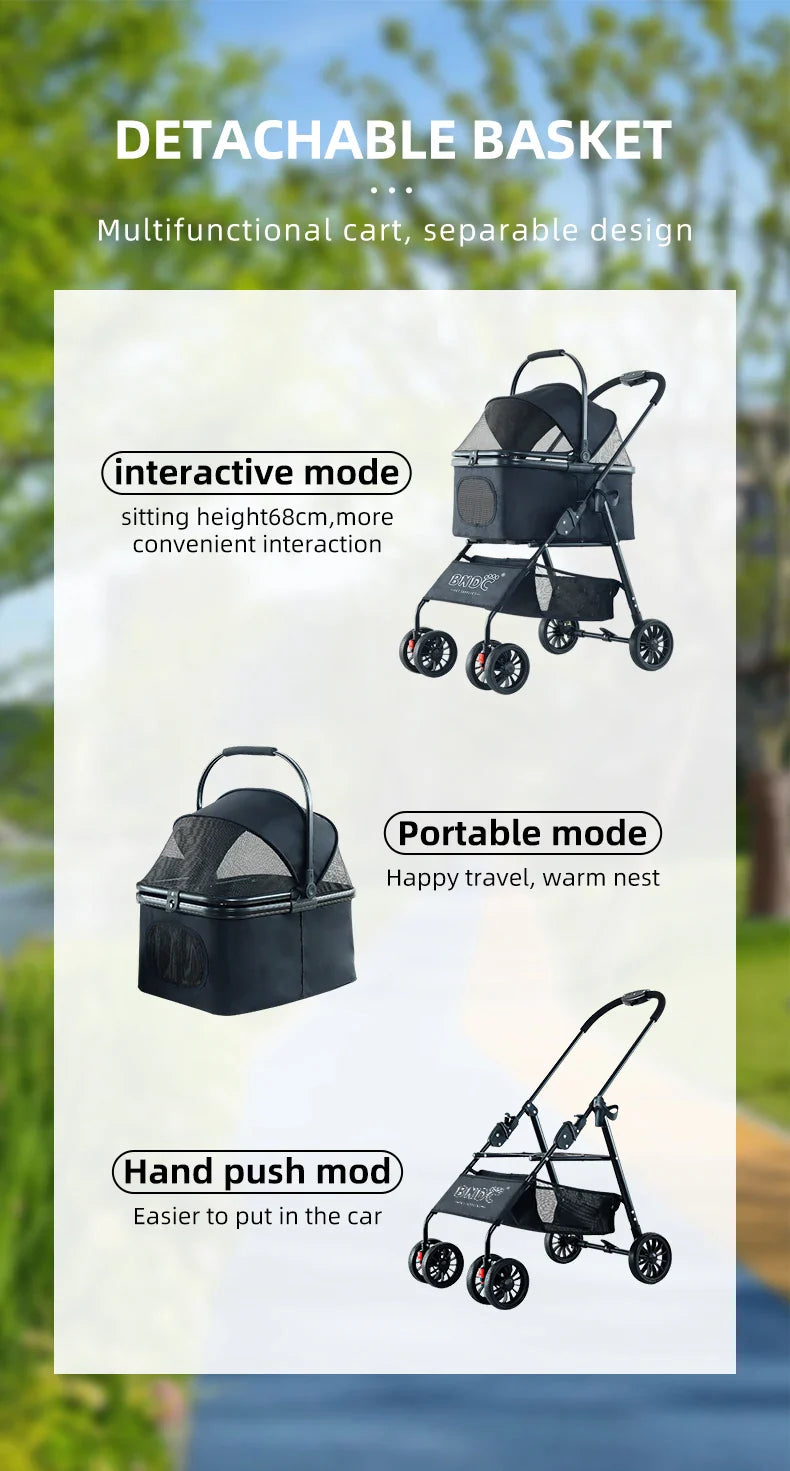 JMT-306314 Foldable Travel Pet Stroller for Dogs and Cats - Lightweight and Compact Design