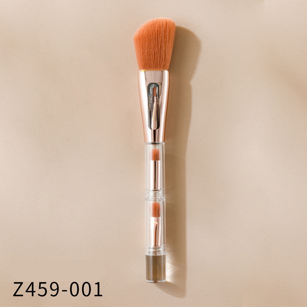 HKM-690451 3-in-1 Makeup Brush with Acrylic Handle and Soft Artificial Fiber Bristles, 16cm Overall Length