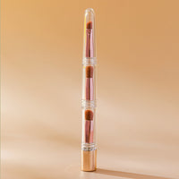 HKM-690451 3-in-1 Makeup Brush with Acrylic Handle and Soft Artificial Fiber Bristles, 16cm Overall Length