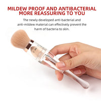 HKM-690451 3-in-1 Makeup Brush with Acrylic Handle and Soft Artificial Fiber Bristles, 16cm Overall Length