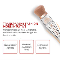 HKM-690451 3-in-1 Makeup Brush with Acrylic Handle and Soft Artificial Fiber Bristles, 16cm Overall Length