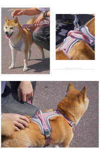 HKM-105875 Adjustable Dog Chest Strap Vest in Pink Marble, Passion Red, Space Adventurer, Black Carbon Molecule, Vitality Powder - Sizes S, M, L, XL