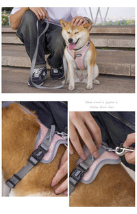 HKM-105875 Adjustable Dog Chest Strap Vest in Pink Marble, Passion Red, Space Adventurer, Black Carbon Molecule, Vitality Powder - Sizes S, M, L, XL