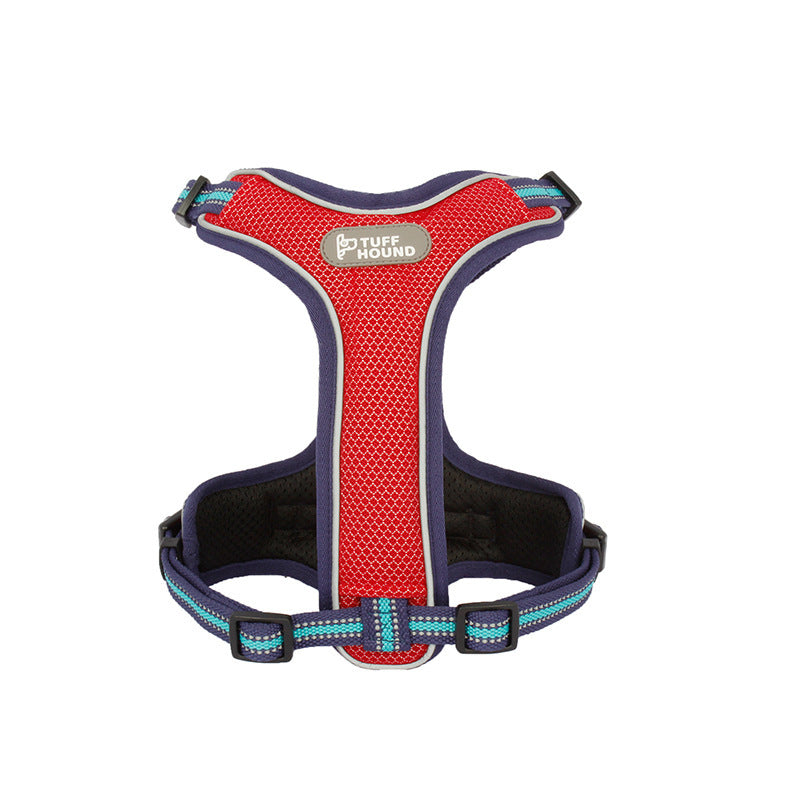 HKM-105875 Adjustable Dog Chest Strap Vest in Pink Marble, Passion Red, Space Adventurer, Black Carbon Molecule, Vitality Powder - Sizes S, M, L, XL
