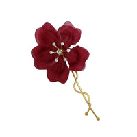 HKM-476243 Elegant Gauze Flower Bridal Hairpin in Shiny Diamond Design
