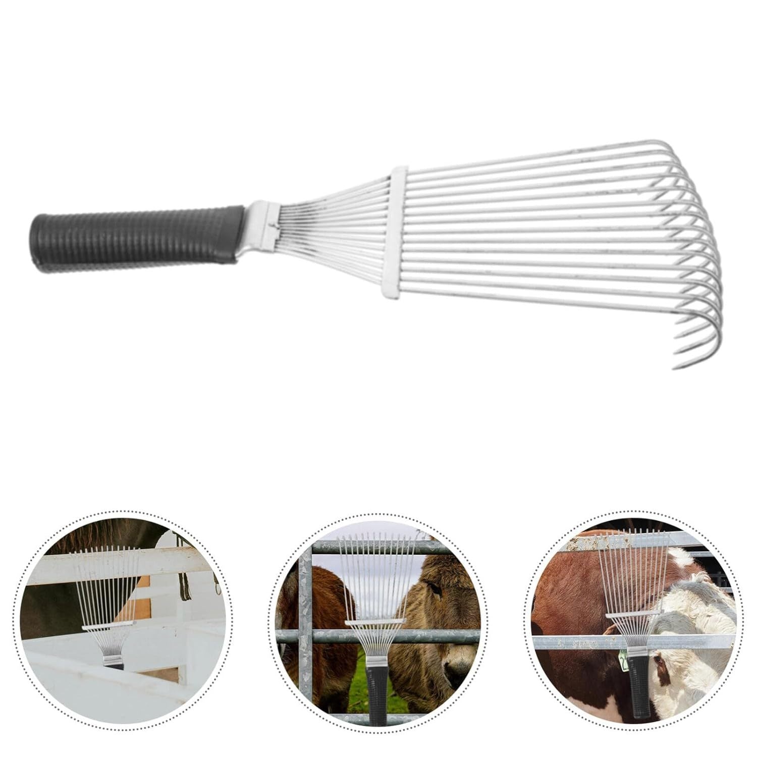 HKM-592979 Pet Grooming Dematting Rake and Undercoat Brush for Dogs and Horses, Stainless Steel Hair Removal Tool