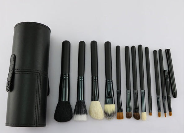 HKM-656531 12-Piece Multi-Function Makeup Brush Set with PU Storage Tube