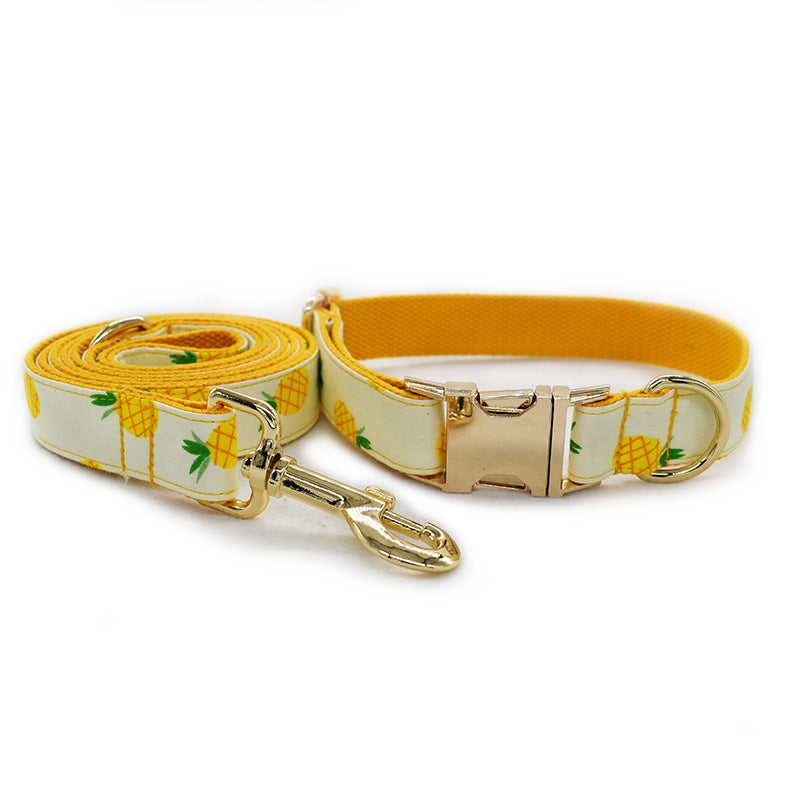 HKM-595923 Yellow Pineapple Dog Collar - Durable Nylon Material, Available in Multiple Sizes (S, M, L, XL)