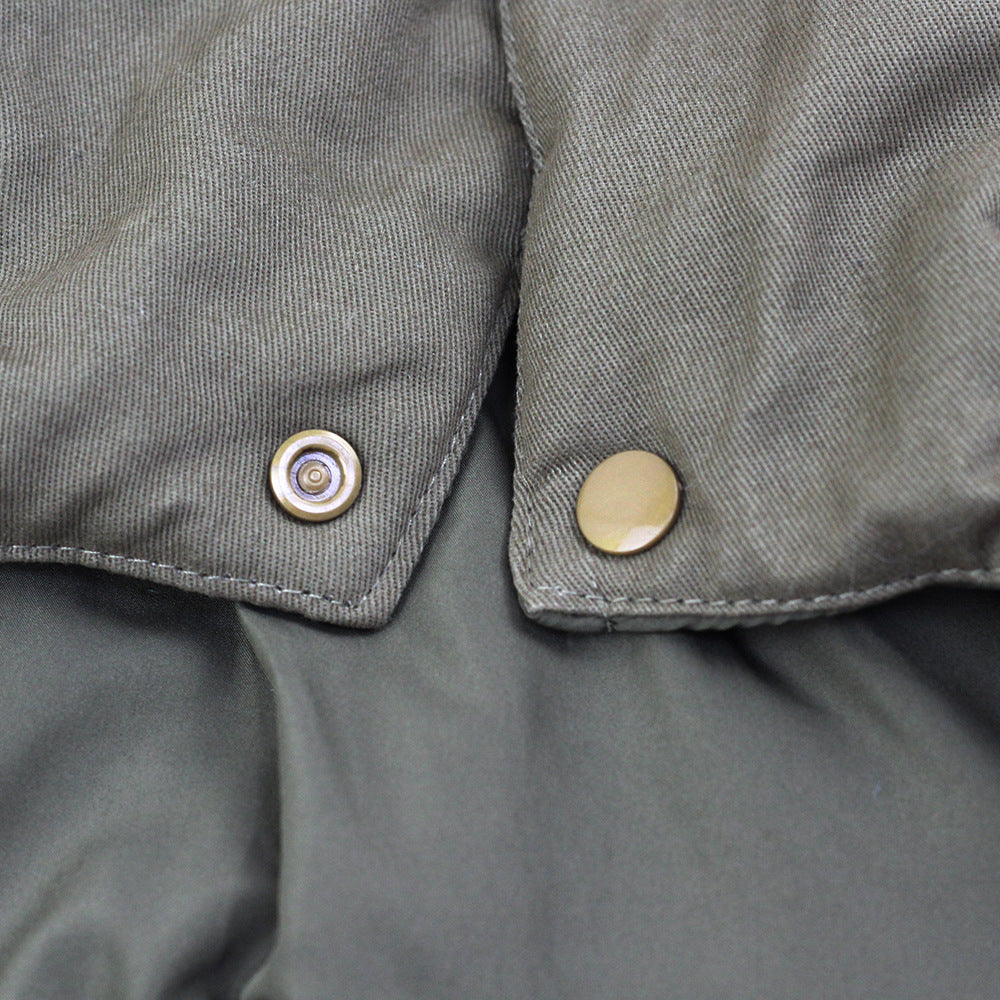 JMT-308298 Fur Collar Cotton Pet Outfit in Army Green and Navy Blue, Sizes S to XXL