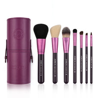 HKM-737875 7-Piece Makeup Brush Set with Wood Handles and Synthetic Hair for All Skin Types