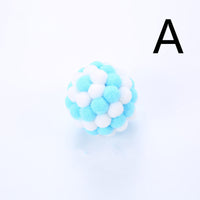 HKM-657811 Colorful Plush Cat Toy Ball with Sound, Multi-Color Rainbow Design