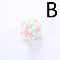 HKM-657811 Colorful Plush Cat Toy Ball with Sound, Multi-Color Rainbow Design