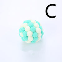 HKM-657811 Colorful Plush Cat Toy Ball with Sound, Multi-Color Rainbow Design