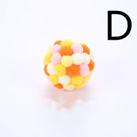 HKM-657811 Colorful Plush Cat Toy Ball with Sound, Multi-Color Rainbow Design