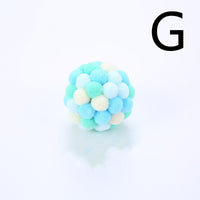 HKM-657811 Colorful Plush Cat Toy Ball with Sound, Multi-Color Rainbow Design