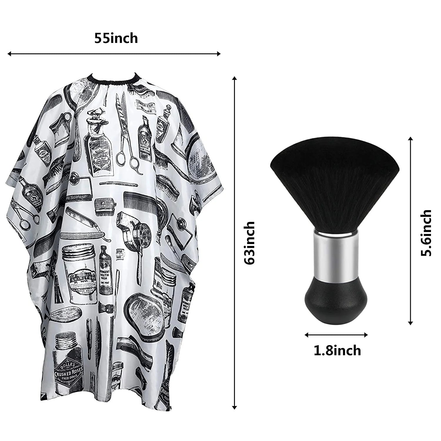 HKM-321299 Professional Hair Cutting Cape with Floral Design and Neck Duster Brush for Salon Use