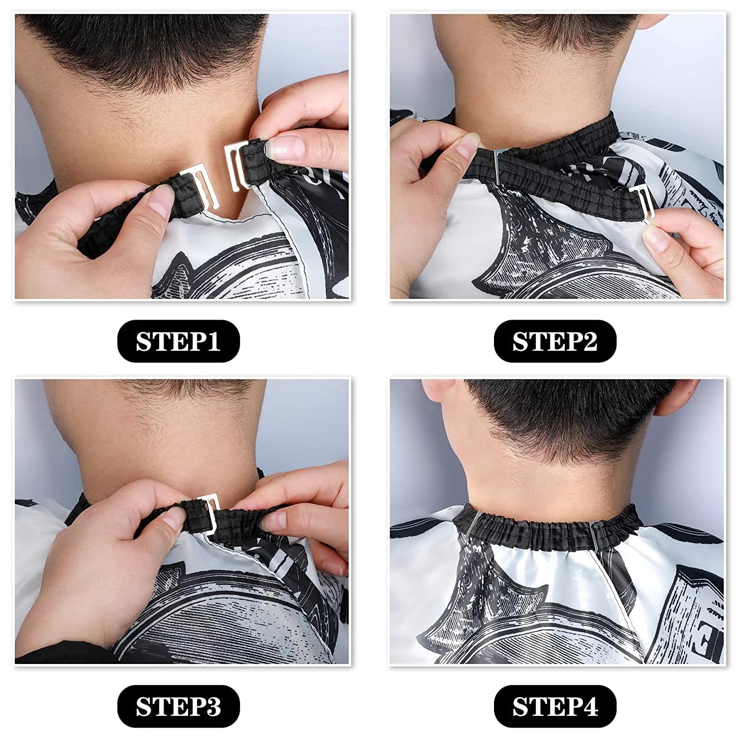 HKM-321299 Professional Hair Cutting Cape with Floral Design and Neck Duster Brush for Salon Use