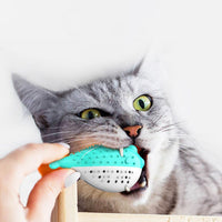 HKM-606483 Silicone Cat Chew Toy with Fish Design - Interactive Teaser and Toothbrush for Play and Dental Health