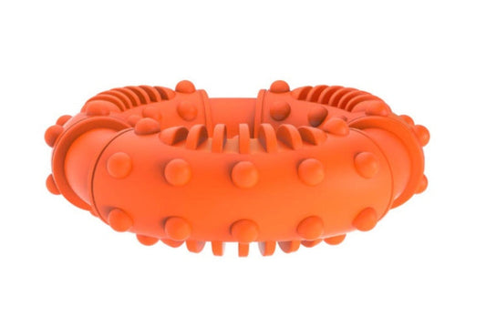 HKM-082643 Interactive Rubber Bite Ring - Five Horizontal Circles in Assorted Colors