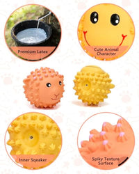 HKM-114259 Interactive Squeaky Dog Toys - Latex Spiky Fetch Balls for Small to Medium Dogs