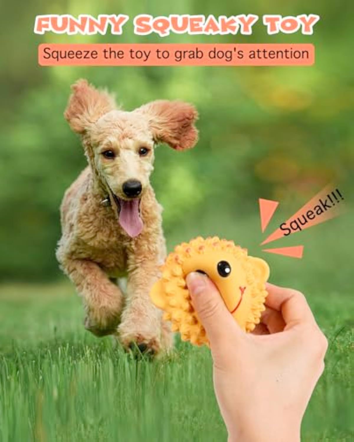 HKM-114259 Interactive Squeaky Dog Toys - Latex Spiky Fetch Balls for Small to Medium Dogs