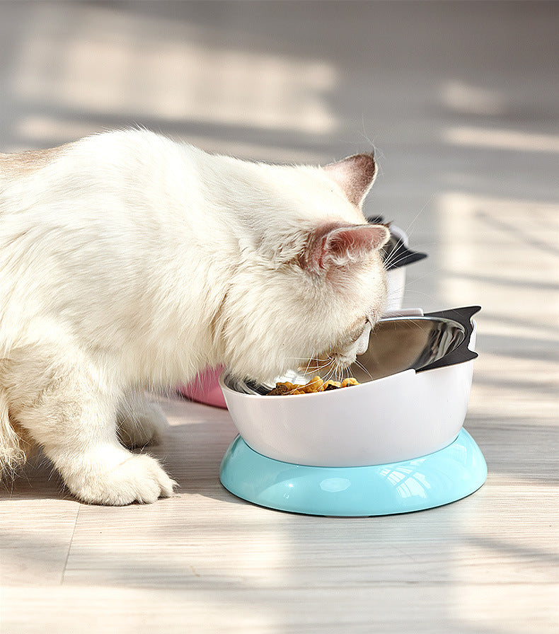 HKM-764819 Stainless Steel Cat Bowl with Non-Slip Base and Cute Ear Design