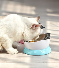 HKM-764819 Stainless Steel Cat Bowl with Non-Slip Base and Cute Ear Design
