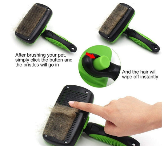 HKM-899091 Self-Cleaning Slicker Brush for Dogs and Cats - Stainless Steel and Heat-Resistant Design