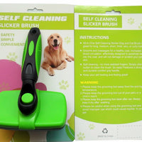 HKM-899091 Self-Cleaning Slicker Brush for Dogs and Cats - Stainless Steel and Heat-Resistant Design