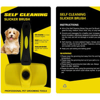 HKM-899091 Self-Cleaning Slicker Brush for Dogs and Cats - Stainless Steel and Heat-Resistant Design