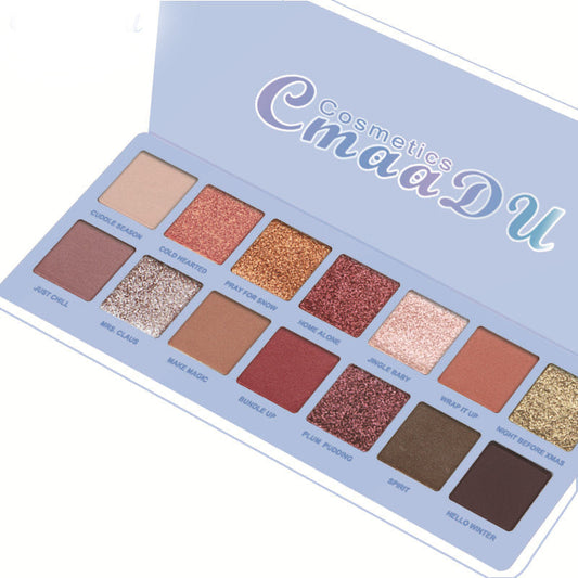 HKM-014675 14-Color Matte and Metallic Waterproof Glitter Eyeshadow Palette