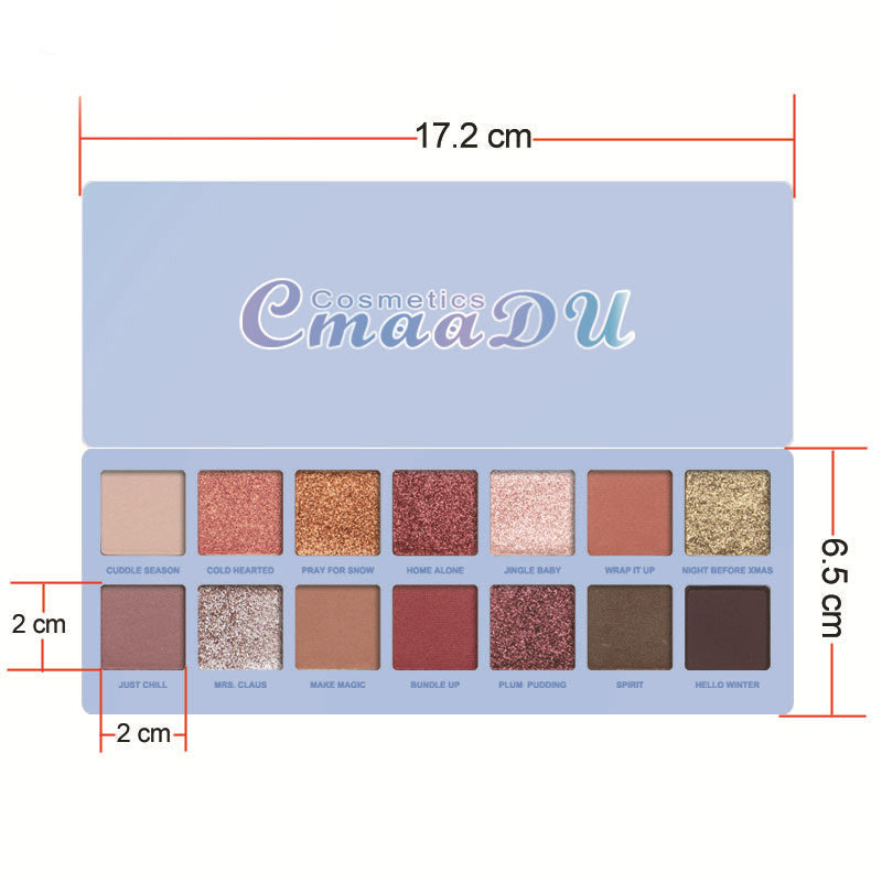 HKM-014675 14-Color Matte and Metallic Waterproof Glitter Eyeshadow Palette