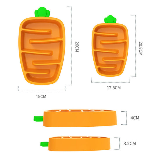 JMT-313290 Dog Slow Feeder Bowl for Small & Medium Dogs - Carrot Design, Non-Slip Melamine & Silicone, Ideal for Dry or Wet Food