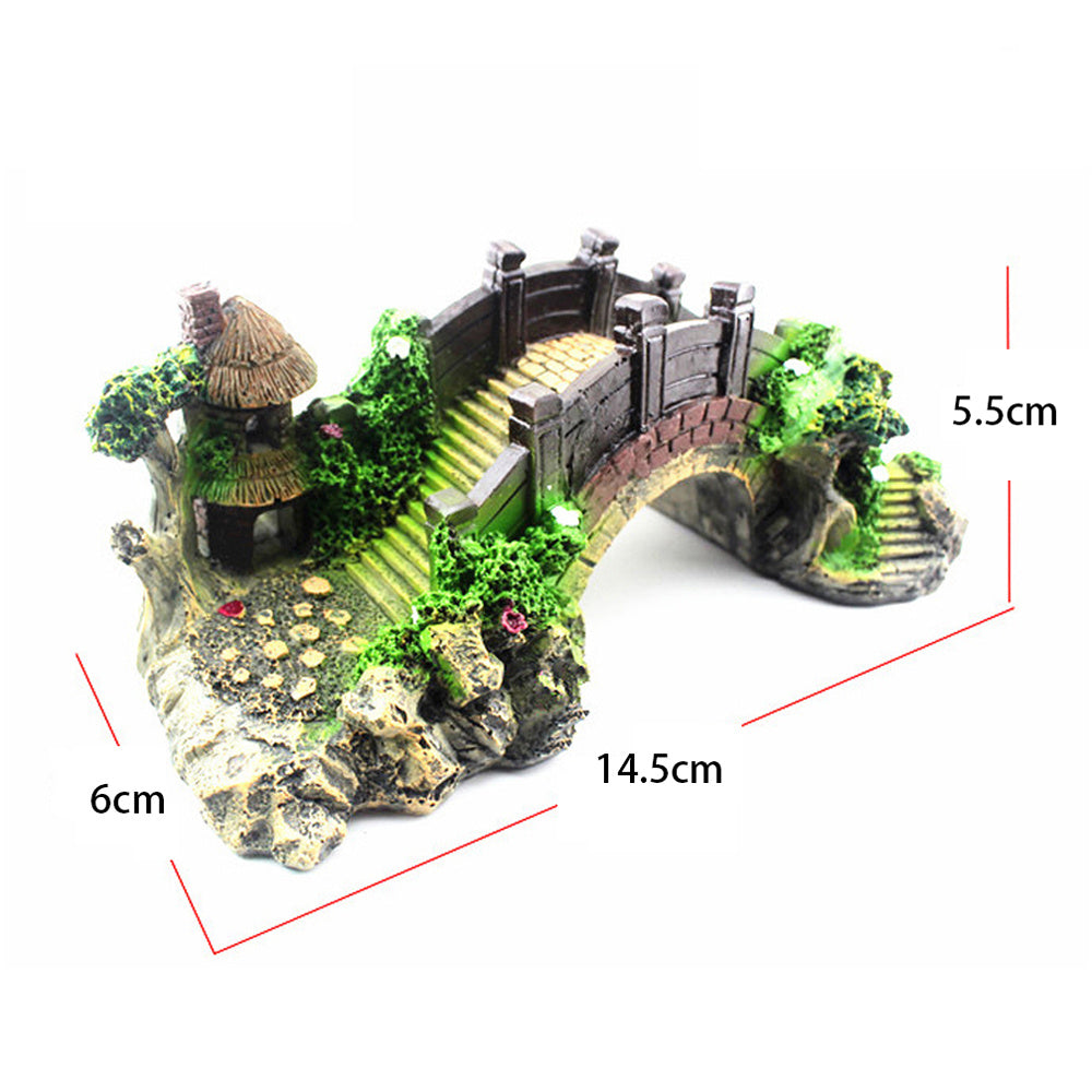 HKM-926355 Resin Retro Arch Bridge for Fish Tank Decoration and Turtle Climbing Platform