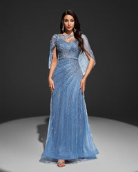 HKM-447891 Elegant Blue Evening Gown for Women - Style EZ25078