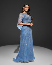 HKM-447891 Elegant Blue Evening Gown for Women - Style EZ25078