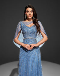 HKM-447891 Elegant Blue Evening Gown for Women - Style EZ25078