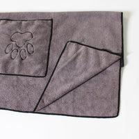 HKM-448083 Microfiber Pet Bath Towel - Absorbent Gray Square Towel, 50x100cm