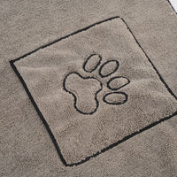 HKM-448083 Microfiber Pet Bath Towel - Absorbent Gray Square Towel, 50x100cm