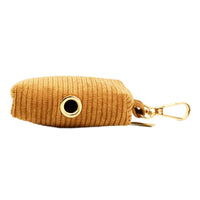 HKM-603667 Caramel Corduroy Pet Accessory Set with Collar, Rope, Bow, Vest, and Poop Bag
