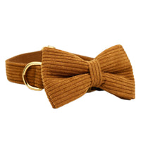 HKM-603667 Caramel Corduroy Pet Accessory Set with Collar, Rope, Bow, Vest, and Poop Bag