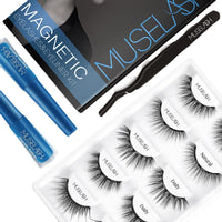 HKM-960659 Magnetic False Eyelash Set with Eyeliner and Applicator - 5 Pairs in Various Styles