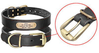 HKM-736531 Personalized Cowhide Dog Collar with Nameplate ID Tag for Medium to Large Dogs