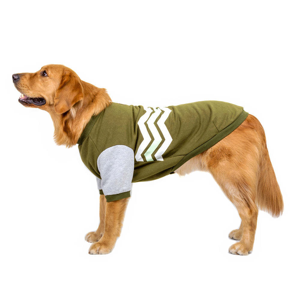 HKM-726035 Wavy Two-legged Hoodie for Dogs - Warm Cotton Pet Apparel in Green, Red, Blue (Sizes 3XL-5XL)