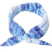 HKM-699667 Cooling Ice Scarf for Dogs - Striped Blue Polyester Relief Scarf in Multiple Sizes