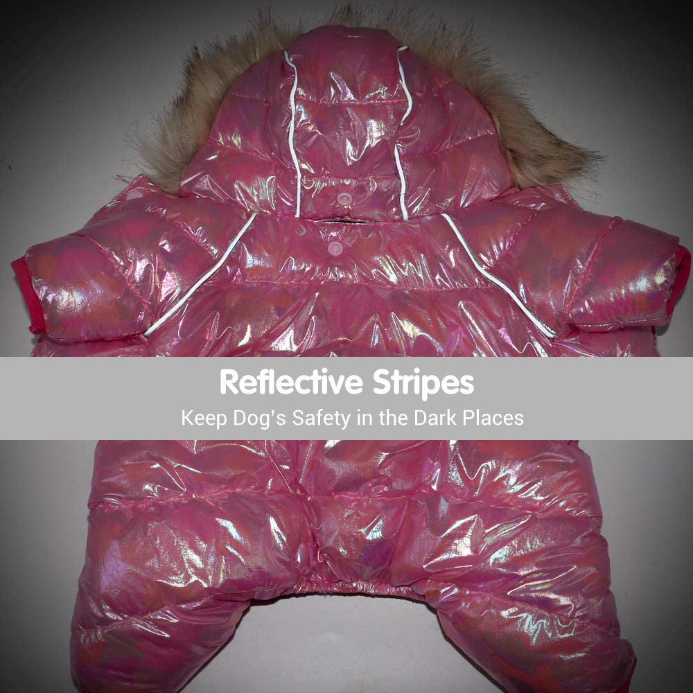 HKM-959187 Colorful Four-Legged Dog Sweater with Buttoned Hat and Reflective Design