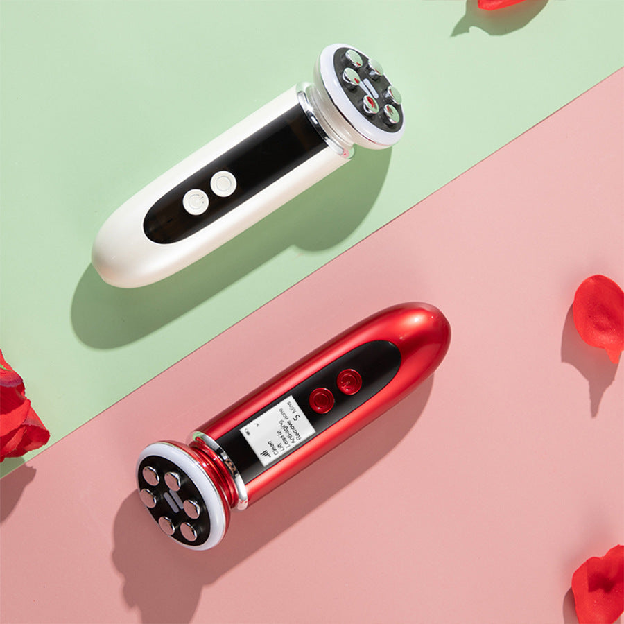 HKM-147731 RF Multi-Function Radiofrequency Cosmetic Instrument - Red/White, ABS Material, 5 Gears, Compact Design