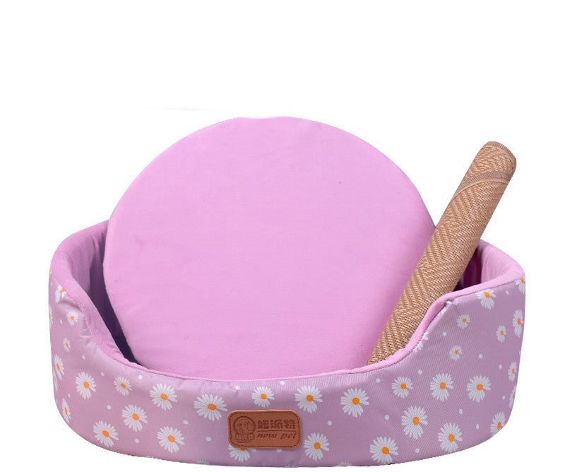 HKM-147667 Universal Washable Oval Pet Bed with Oxford Cloth Jacket and Sponge Inner Core for Dogs and Cats