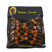 HKM-298899 Korean Steel Wire Hair Comb with Heart Bead Design - Available in Multiple Colors