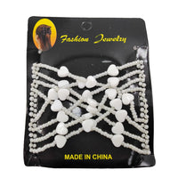 HKM-298899 Korean Steel Wire Hair Comb with Heart Bead Design - Available in Multiple Colors